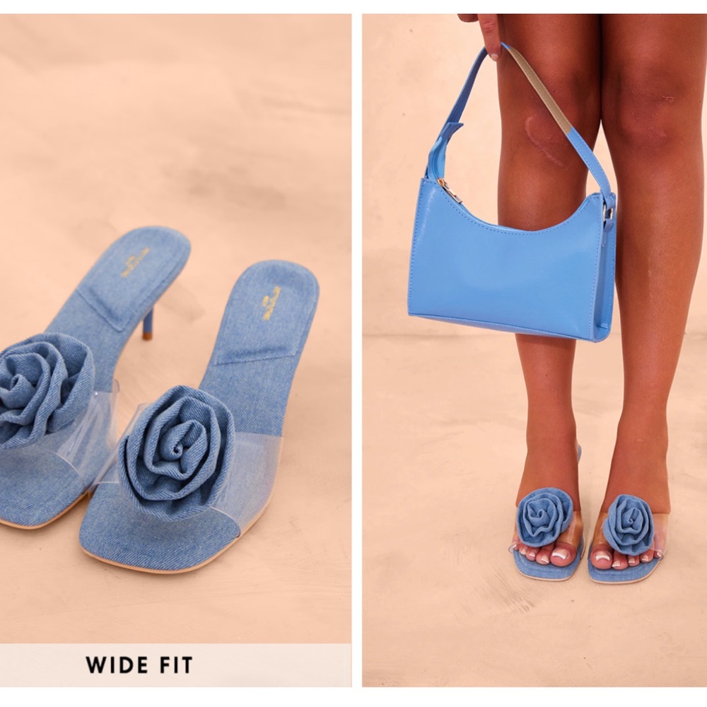 PrettyLittleThing denim kitten heels